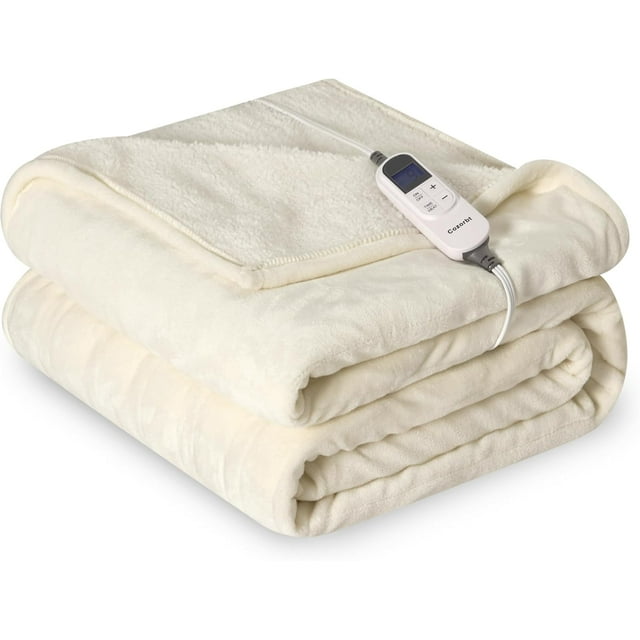 Heat Blanket \uDx\uD Throw Soft Flannel & Sherpa Reversible Electric Blanket with Heat Settings Timer Setting and Hours Auto-Shut Off