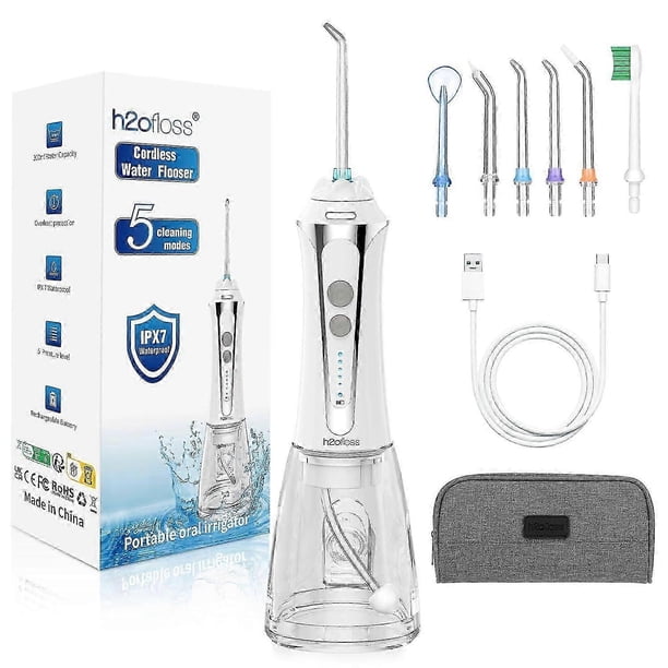 SDIGV Water Dental Flosser Cordless, 300ML Rechargeable Oral Irrigator for Teeth Cleaning, Portable & IPX7 Waterproof Teeth Cleaner Pick for Braces Ho