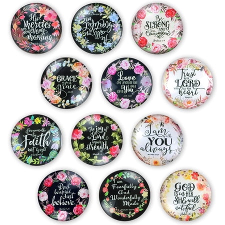 PETGLE 12 Pack Inspirational Christian Decorative Magnets, Cute Scripture Magnets with Encouraging Bible Verses for Display & Faith Gifts