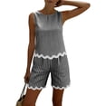 thumbnail image 5 of Women's Striped Two-Piece Sleeveless Patchwork Trimmed And Shorts Casual Summer Set, 5 of 6