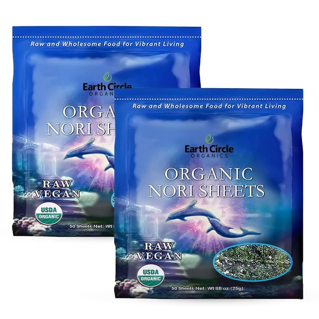 | Organic Nori Seaweed Sheets - Raw, Unheated & Not Roasted | Grade A Certified | Vegan, Paleo, Keto Friendly | Premium Nori for Sushi Rolls & Wraps (50 Sheets, 2 Pack)