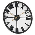 thumbnail image 2 of Black 24" Large Wall Clock Vintage Mirrored 3D Roman Number Mirror Surface Wall Decor, 2 of 16