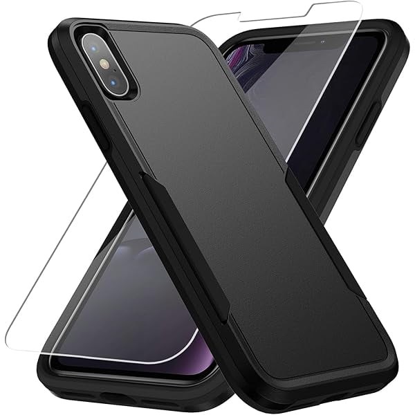 wonima11 for iPhone X/Xs Case with HD Screen Protector - Heavy-Duty Tough Rugged Shockproof Protective Case, Black