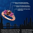 thumbnail image 2 of Gem Stone King 18K Rose Gold Plated Silver Red Garnet and Pink Created Sapphire Filigree Style 3 Stone Ring for Women (2.53 Cttw, Oval 8X6MM and 6X4MM) (Size 5), 2 of 6
