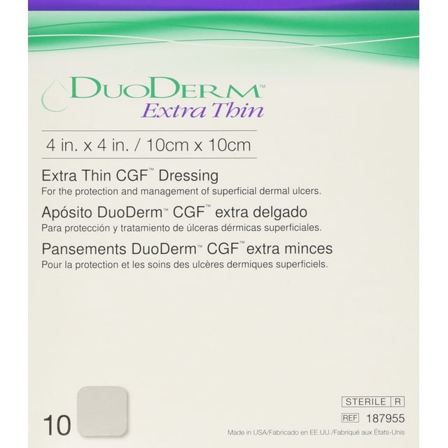 Apósito hidrocoloide ConvaTec Duoderm de 4 x 4 cm, caja de 10