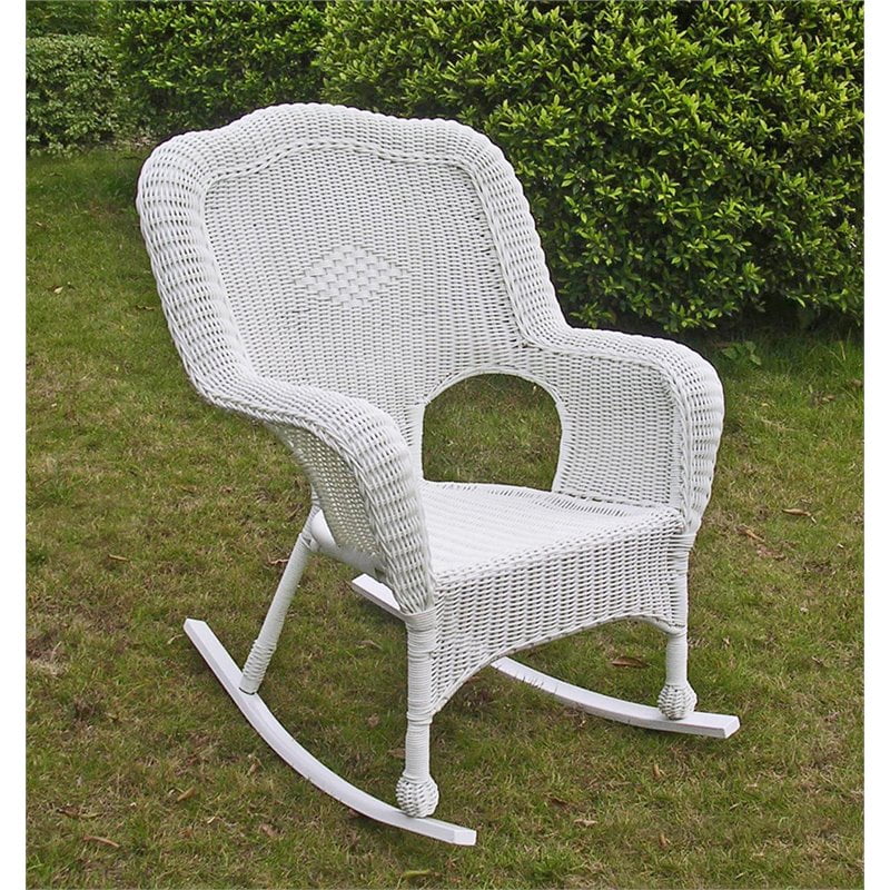 Afuera Living Contemporary Wicker Patio Rocker in White - Walmart.com