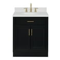 thumbnail image 2 of Ariel Hepburn 30 In. Oval Sink Bathroom Vanity With Carrara White Quartz Countertop 1.5 Edge In Black, 2 of 9
