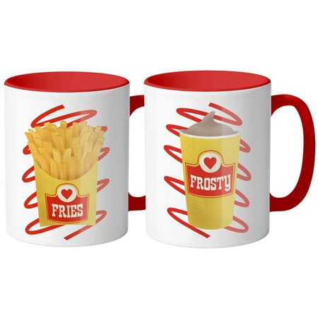 

Frosty and Fries Best friends Coffee Mug 11oz Duo Set Red