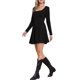 thumbnail image 4 of Vestido Casual de Manga Larga con Cuello Cuadrado A-Line para Mujeres INSPIRE CHIC, por encima de la rodilla, XL, Negro, 4 of 6