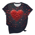 thumbnail image 4 of PNTUTB Women's Fashionable Versatile Valentine's Day Print Crew Neck Loose Short Sleeve Comfort T Shirts, 4 of 6