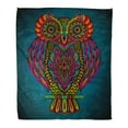 thumbnail image 1 of SIDONKU Throw Blanket Warm Cozy Print Flannel Blue Graphic Colorful Beautiful Ornate Owl in Zentangle Style for Aztec Comfortable Soft for Bed Sofa and Couch 50x60 Inches, 1 of 1