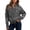 Grey, variant on Womens Zip Up Knit Jacket Bandana Paisley Print Stand Collar Long Sleeve Ribbed Trim Casual Jackets