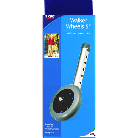 Carex 5-inch Replacement Walker Wheels for Seniors, for Walking, Universal, 300 lb Weight Capacity