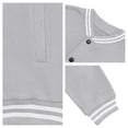 thumbnail image 4 of TOMVIGX Mens Fleece Varsity Jacket Button Down College Style Sports Jacket Warm Polar Fleece Windbreaker Retro Striped Stand Collar Baseball Coat Casual Letterman Bomber Outerwear Light Gray 2XL, 4 of 4