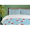 thumbnail image 4 of Ambesonne Aqua Blue Duvet Cover Sets, Stripes Circle Nautical, 2-King, Pale Blue White Red, 4 of 7