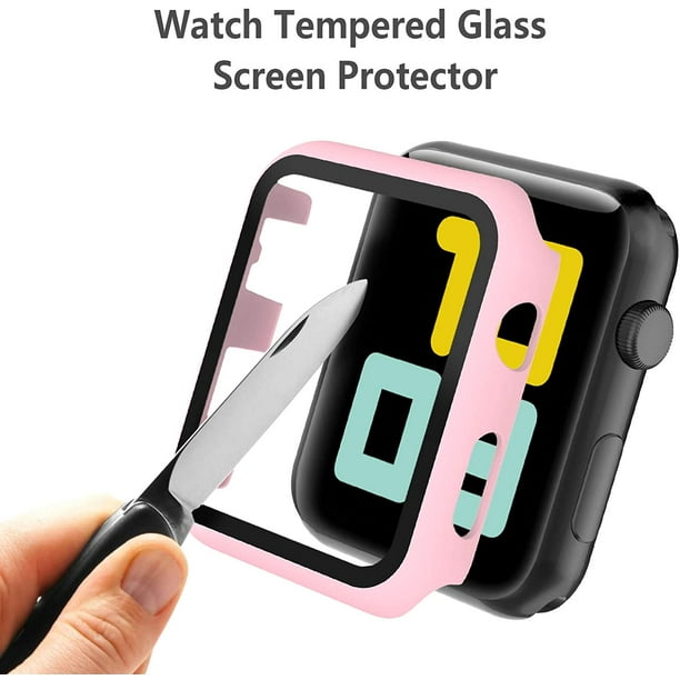 [2-Pack] Boîtier Compatible avec Apple Watch Série 3 Série 2 42mm, Intégré Ultra Mince HD Trempé Gl Écran