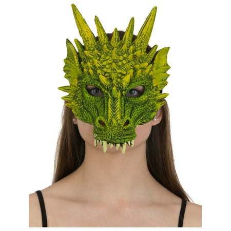 Green Rubber Dragon Mask Costume Accessory