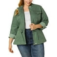 thumbnail image 5 of Agnes Orinda Women's Plus Size Stand Collar Zipper Denim Jacket, 5 of 6