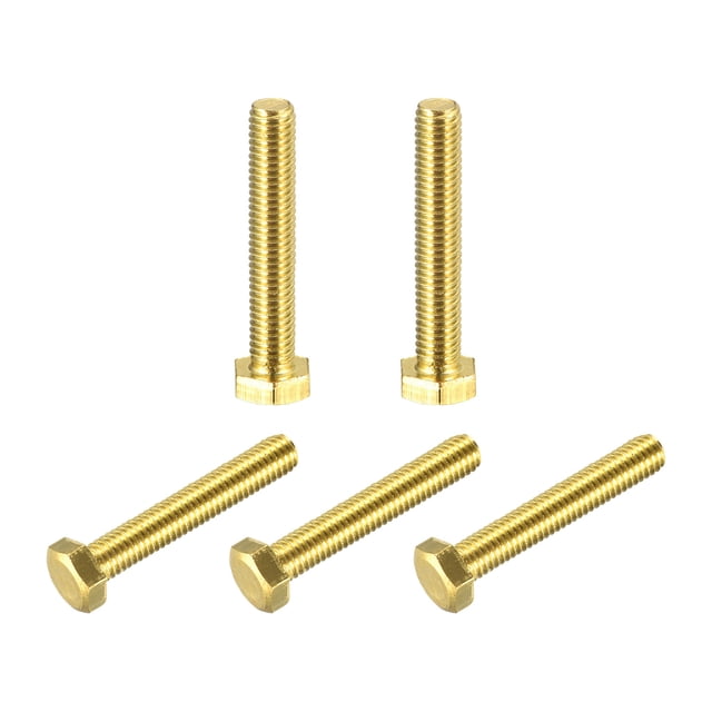 Unique Bargains Brass Hex Bolts, M5x30mm 5 Pack Fully Thread Grade 4.8 Machine Screws