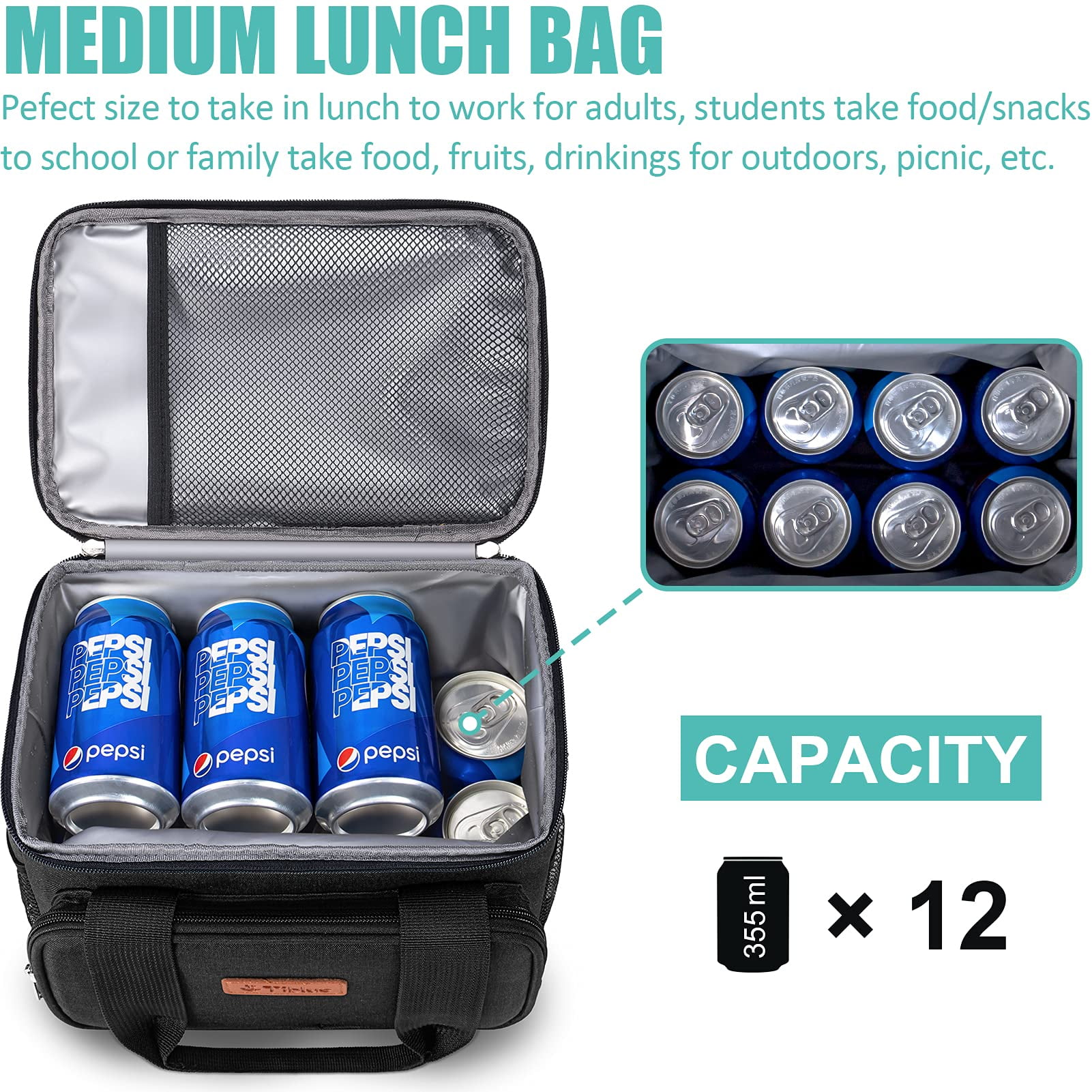  Simple Modern Lunch Box for Women & Men, Large Reusable  Insulated Lunch Cooler Tote Bag, Spacious Container for Adult, Work,  Travel, and School, Blakely Collection, 4 Liter