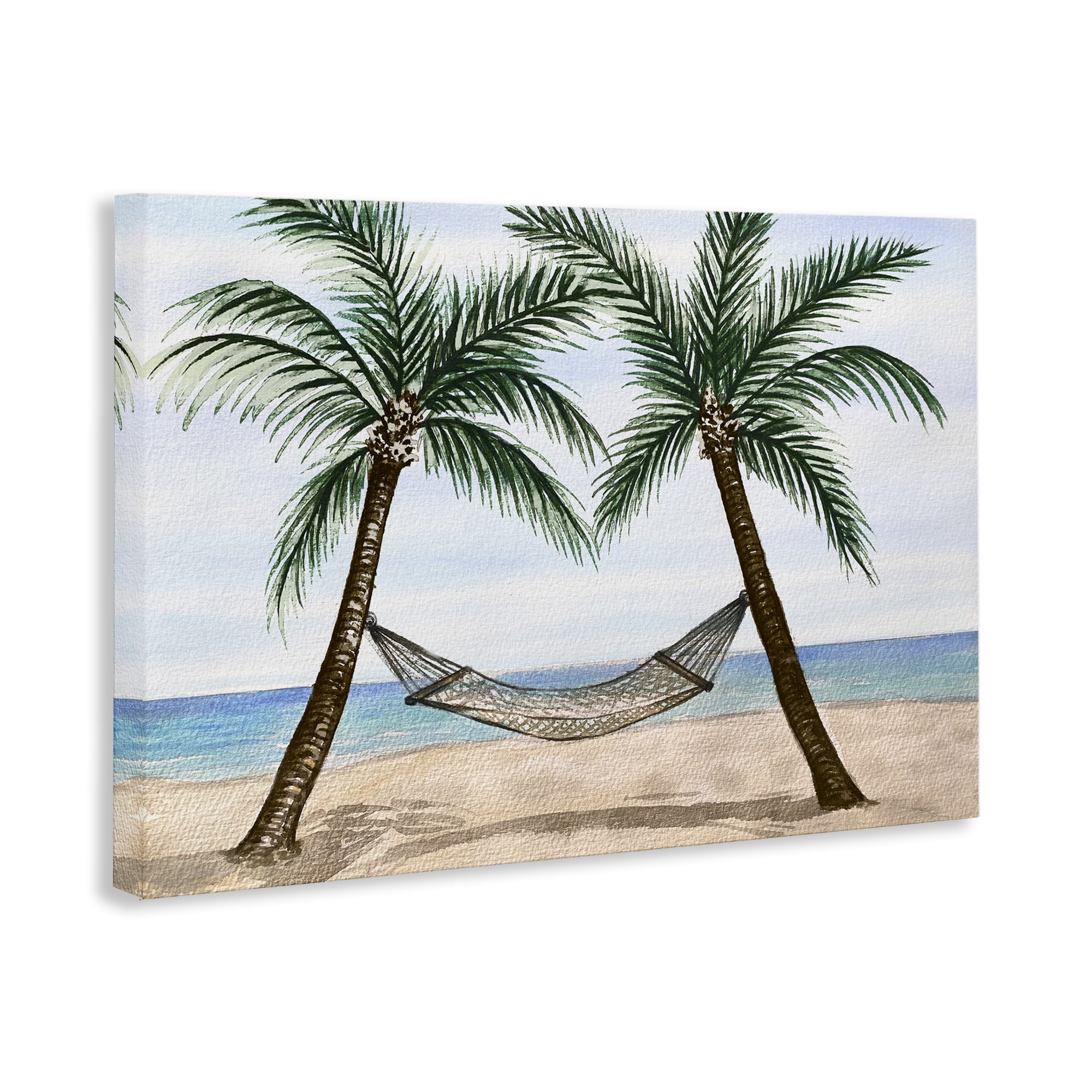 Stupell Industries Hammock Between Palms Landscape Painting Gallery Wrapped Canvas Art Print Wall Art, 36 x 24