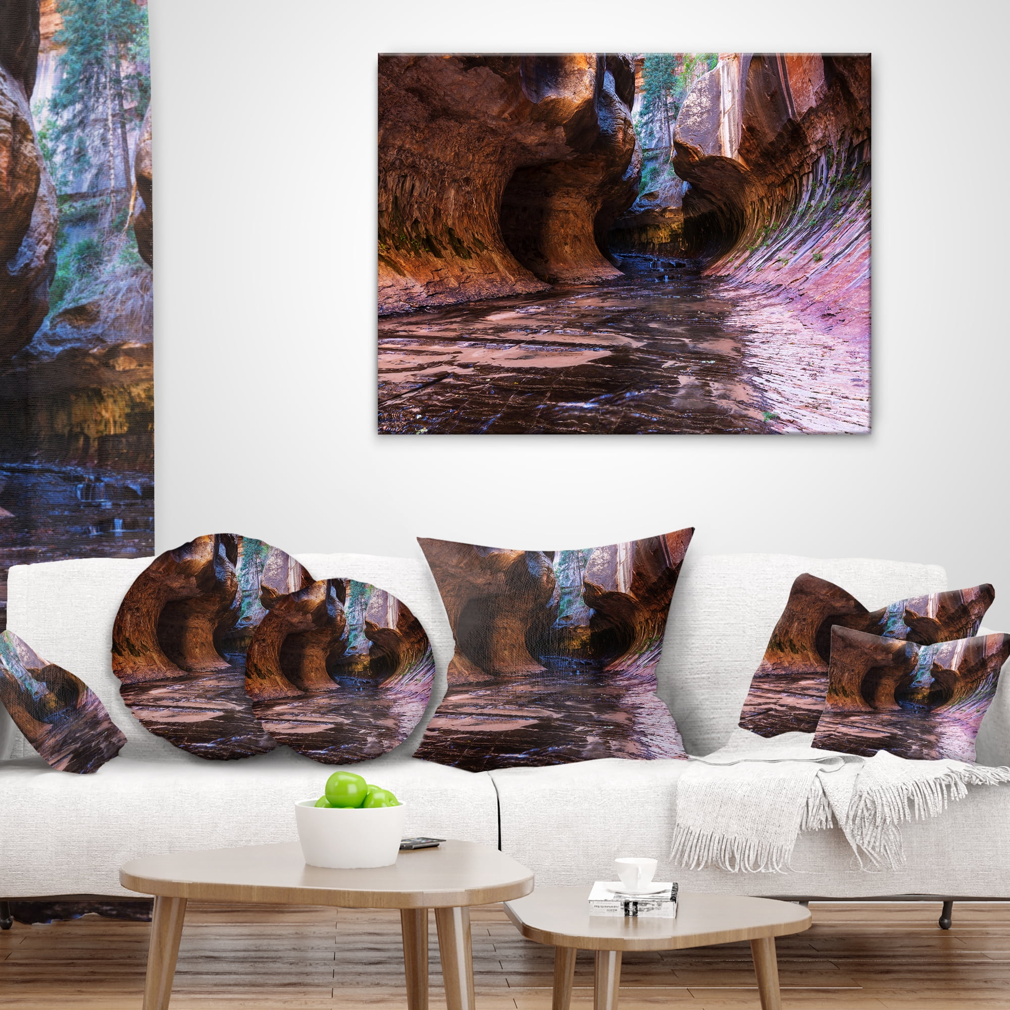 Designart Cave in Zion National Park Utah - Landscape Printed Throw Pillow - 18x18