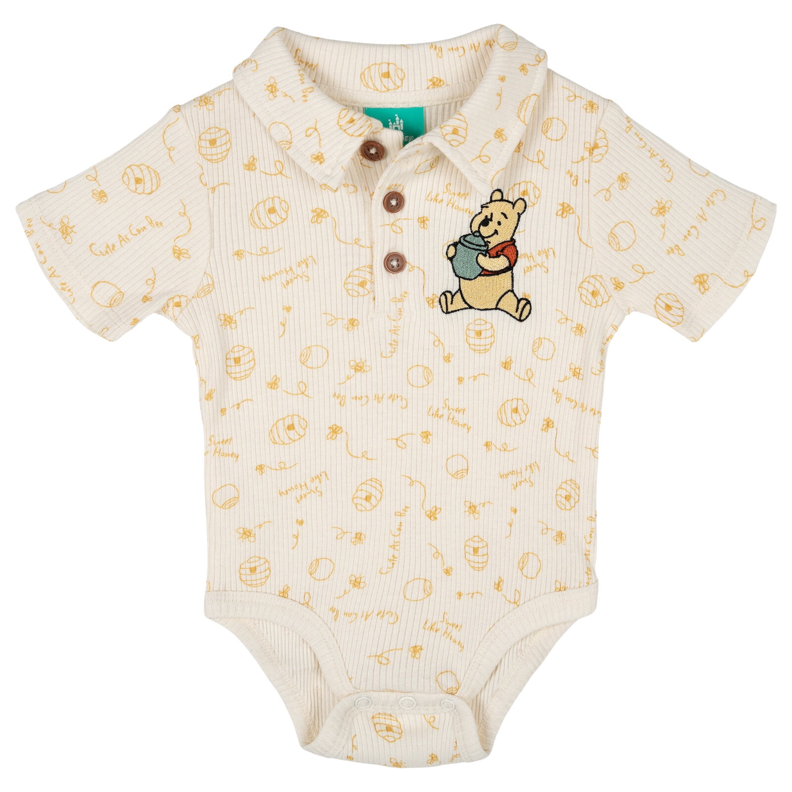 Disney Winnie the Pooh Ribbed Polo Bodysuit and Shorts Outfit Set Newborn to Infant