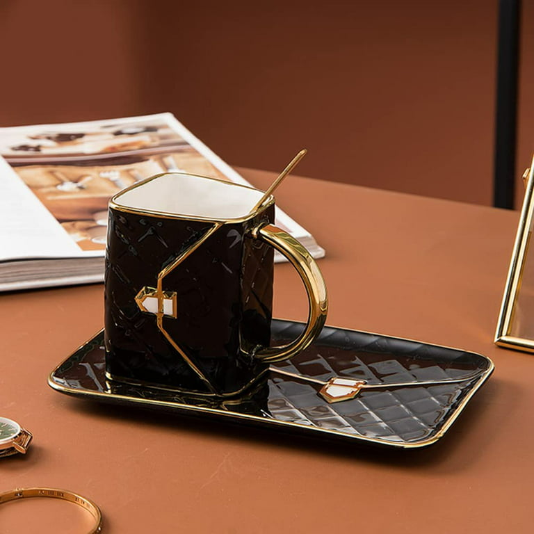 Bag Shape Mug With Spoon, Handbag Design Ceramic Coffee Mugs