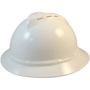 MSA Advance Full Brim Vented Hard Hats with 4 Point Ratchet Suspensions White