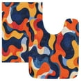 thumbnail image 5 of RMDQTR 20" × 24" U Shape Bathroom Rugs Plush Toilet Base Mat Soft Rugs Non Slip Absorbent Orange Blue Lines, 5 of 9
