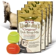 Marshall Pet Products 4-Pack DUK Soup for Ferrets - Includes 2 Ferret Sports Ball Toys – Digestive Support Food- Ferret Toys & Accessories- 4.5oz Resealable DUK Soup Mix for Ferrets