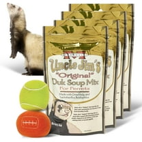 Marshall Pet Products 4-Pack DUK Soup for Ferrets - Includes 2 Ferret Sports Ball Toys – Digestive Support Food- Ferret Toys & Accessories- 4.5oz Resealable DUK Soup Mix for Ferrets