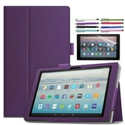 EpicGadget Case for All-New Amazon Fire HD 8 and Fire HD 8 Plus Tablet (Compatible with 10th Generation, 2020 Release Tablet) - Lightweight Folding Folio Stand Cover PU Leather Cover Case (Purple)