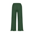 thumbnail image 6 of QATAINLAV Gifts for Mom Cotton Linen Pants for Women Casual Ruffle Hem Straight Wide Leg Boho Beach Pants Summer Elastic Waist Lounge Trousers with Pockets Army Green M, 6 of 7