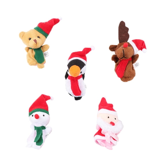 5-Pack Christmas Cartoon Finger Puppets Set, Educational Holiday Finger Dolls Toys for Kids, Xmas Party Fun