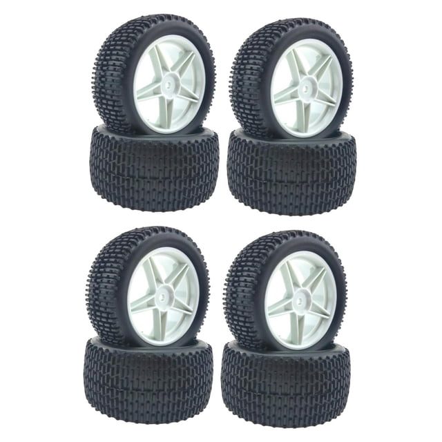 4pcs RC Rubber Tires & Wheel Rims Set for Henglong HPI HSP 94107/94166/94106 Crawler Car 1/10 Monster Truck Accessory White