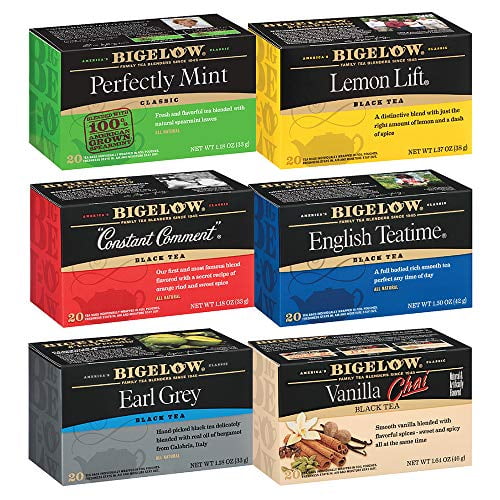 Bigelow Black Tea 6 Flavor Variety Pack, 20 Count Box (Pack of 6) Caffeinated Black Teas, 120