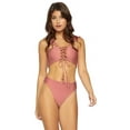 thumbnail image 5 of PilyQ DUSTY ROSE Ruffle Lace Up Bikini Swim Top, US Small, 5 of 6