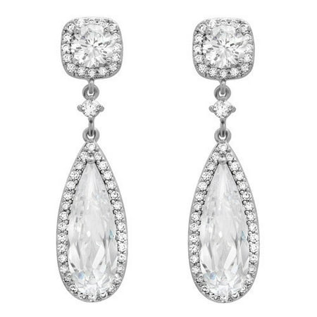 Sterling Essentials Pear Cut Cubic Zirconia Drop Earrings