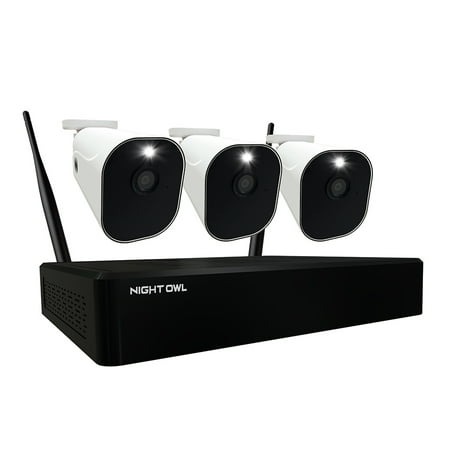 Night Owl Security Camera System, 10 Channel Wi-Fi NVR with 1TB Hard Drive, 3 Wire Free (Battery) 1080p HD Spotlight Surveillance Bullet Cameras, 2-Way Audio Indoor Outdoor Cameras with Night Vision