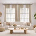thumbnail image 2 of MKHILL Taupe Sheer Curtains 120 Inches Long 2 Panels Set, Light Filtering Privacy for Living Room/Bedroom, Semi Transparent Voile Rod Pocket Window Treatment, Each 42" W x 120" L, 2 of 9