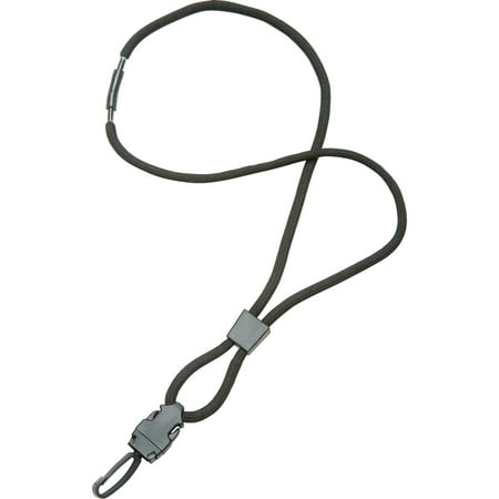 SKILCRAFT NSN6130192, Premium Round Cord Neck Lanyard, 12 Per Dozen, Black