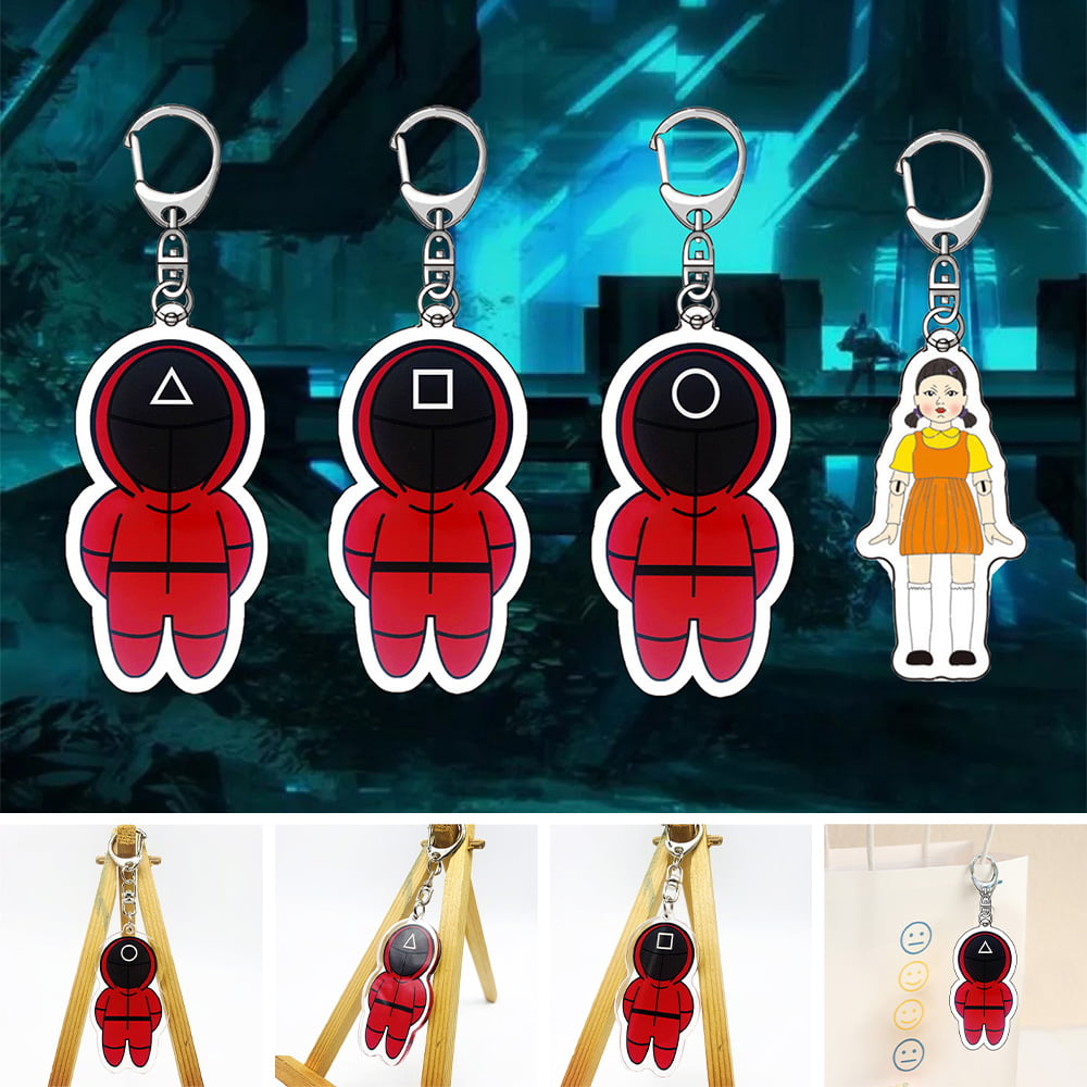 Leaflai 2021 Corean Drama Game Soldiers Keychains Máscara Triángulo Máscara Coreana 2021 TV para Cosplay Accesorios Halloween Máscara fiesta accesorios 