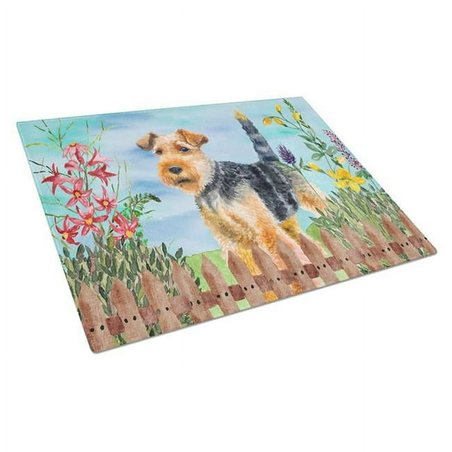 Carolines Treasures CK1262LCB Welsh Terrier Spring Glass Cutting Board, Large