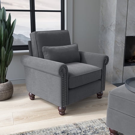 Bush Furniture Coventry Accent Chair with Arms in Dark Gray Microsuede