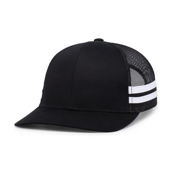 Pacific Headwear P115.420.OS Low-Profile Stripe Trucker Cap, Black & White - One Size