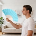 thumbnail image 4 of SIYTUAU Plastic Folding Fan With Glitter Fabric And Transparent Ribs For Party Dance Performance And Summer Cooling 9 Inches, 4 of 7