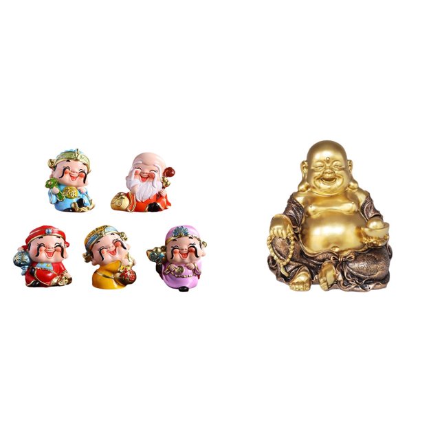 Figuras del dios de y la riqueza, escultura de Buda Maitreya, estatua de resina de mesa, adorno Feng Shui para dormitorio, decoración de fi