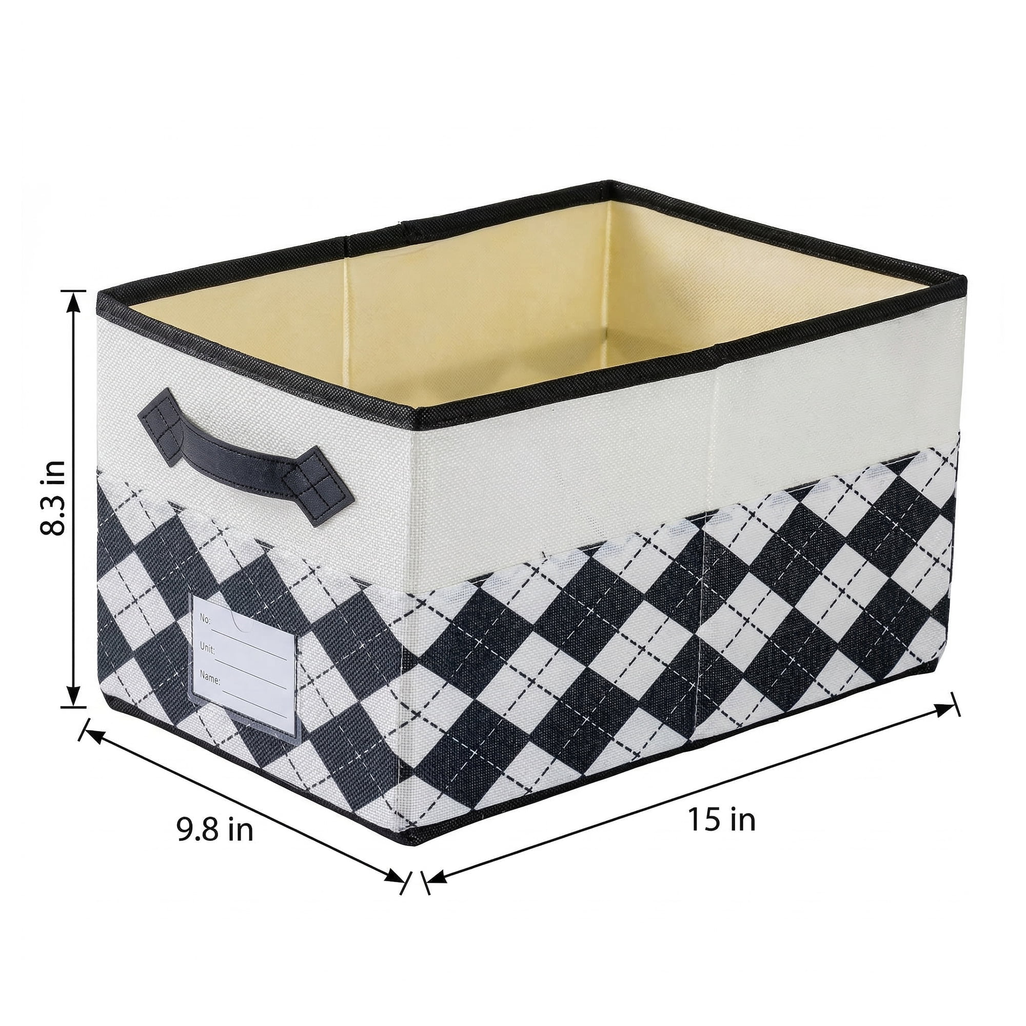 Unique Bargains Storage Basket with Handle for Organizing Light Black 15"x9.8"x8.3"
