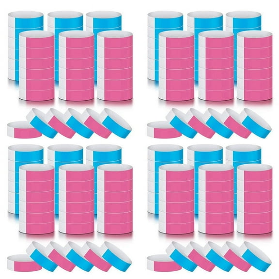2400Pcs Waterproof Hand Bands Neon Wrist for Events Concert Wristbands Adhesive Party (Blue, Pink)